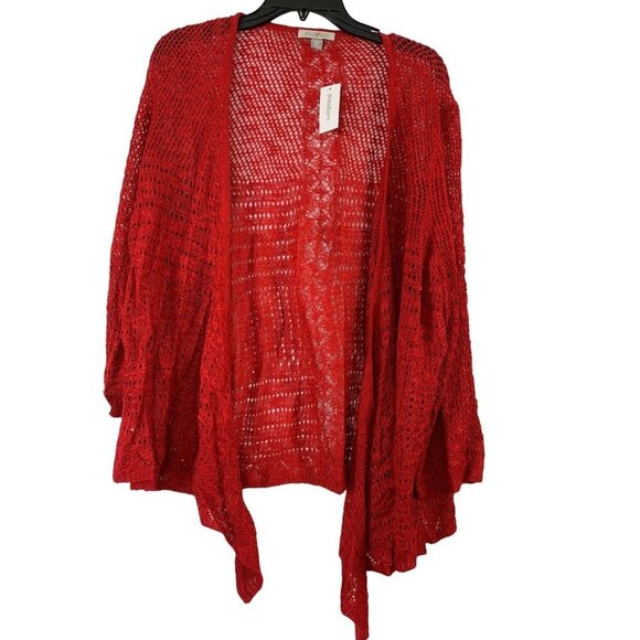 Roz & Ali Sweaters - Roz & Ali Women's Cherry Red Cardigan